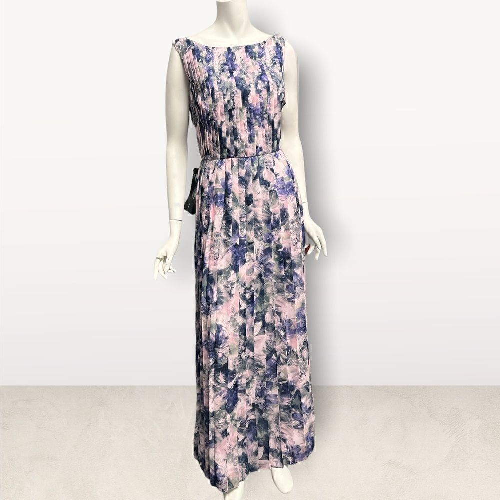 Kay Unger Pastel Print Sleeveless Gown‎